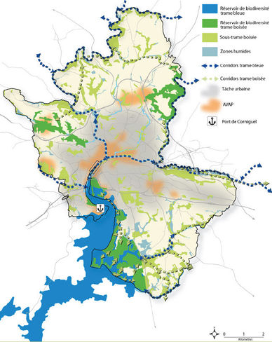 Cartographie des zones vertes et bleues