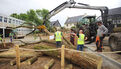 Travaux en cours de la végétalisation de l’école pauline Kergomard